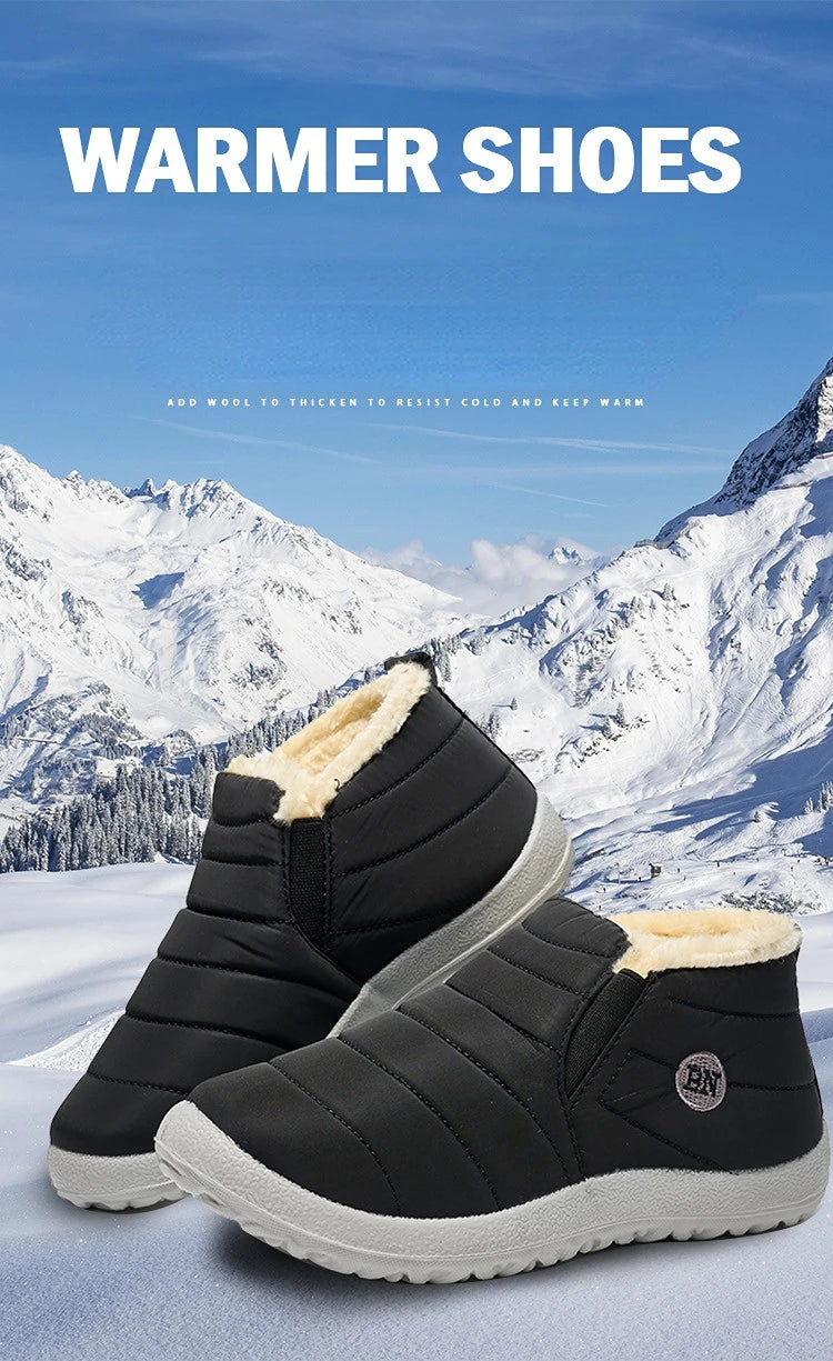 Botas de invierno para hombre, impermeables, de algodón, ligeras, sin cordones, planas, hasta el tobillo, tallas grandes 47, unisex, para la nieve.