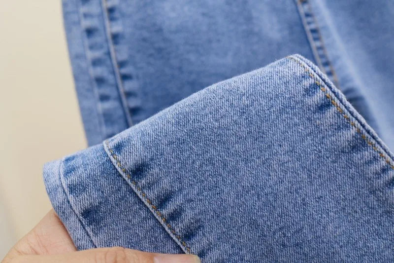 2-12 Year Old Girls Jeans Fashion Lace Elastic Denim Flared Pants Spring Autumn Solid Color Trousers Teenager Kids Girl Clothing