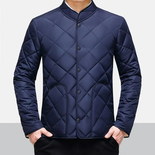 Single-breasted Coat Thickened Cotton Coat Cozy Men's Winter Coat Thick Plush Padding Stand Collar Warm Neck Protection Plus