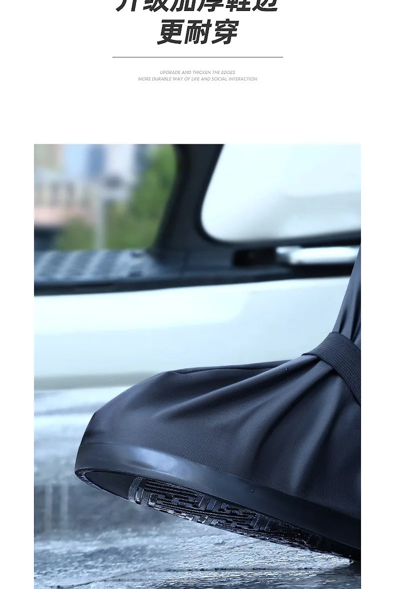 Adult Waterproof Shoe Covers Outdoor Travel Rainproof Shoe Covers Bandage Style Thickened Non-slip Rain Boots Covers