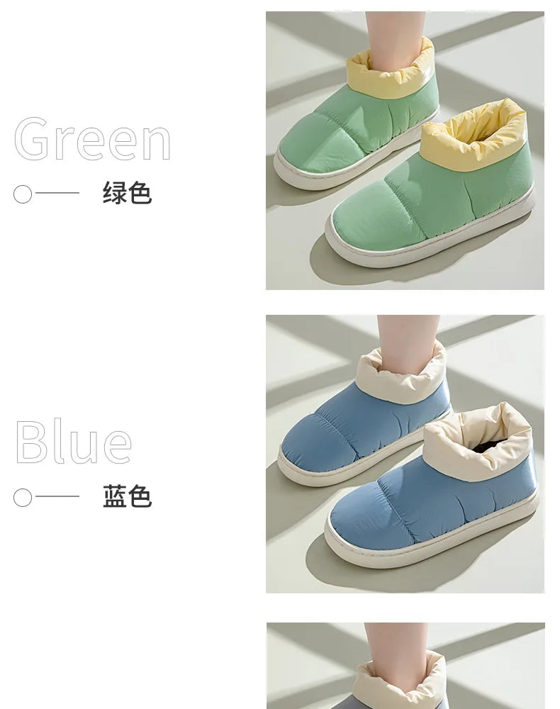 Women's High-End down Fabric Short Boots, Winter Thick-Soled Outdoor Wear, Student Fashion, Couple Indoor Warm, Waterproof, Non-Slip, Thickened