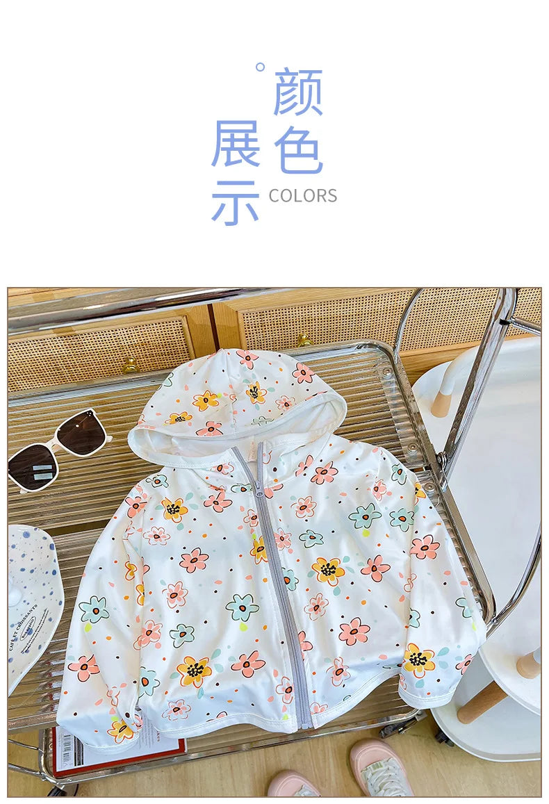 Children's Sunscreen Jackets Summer Breathable Coats for Boys Girls Cartoon Print Kids Windbreakers Toddler Outfits Baby Clothes