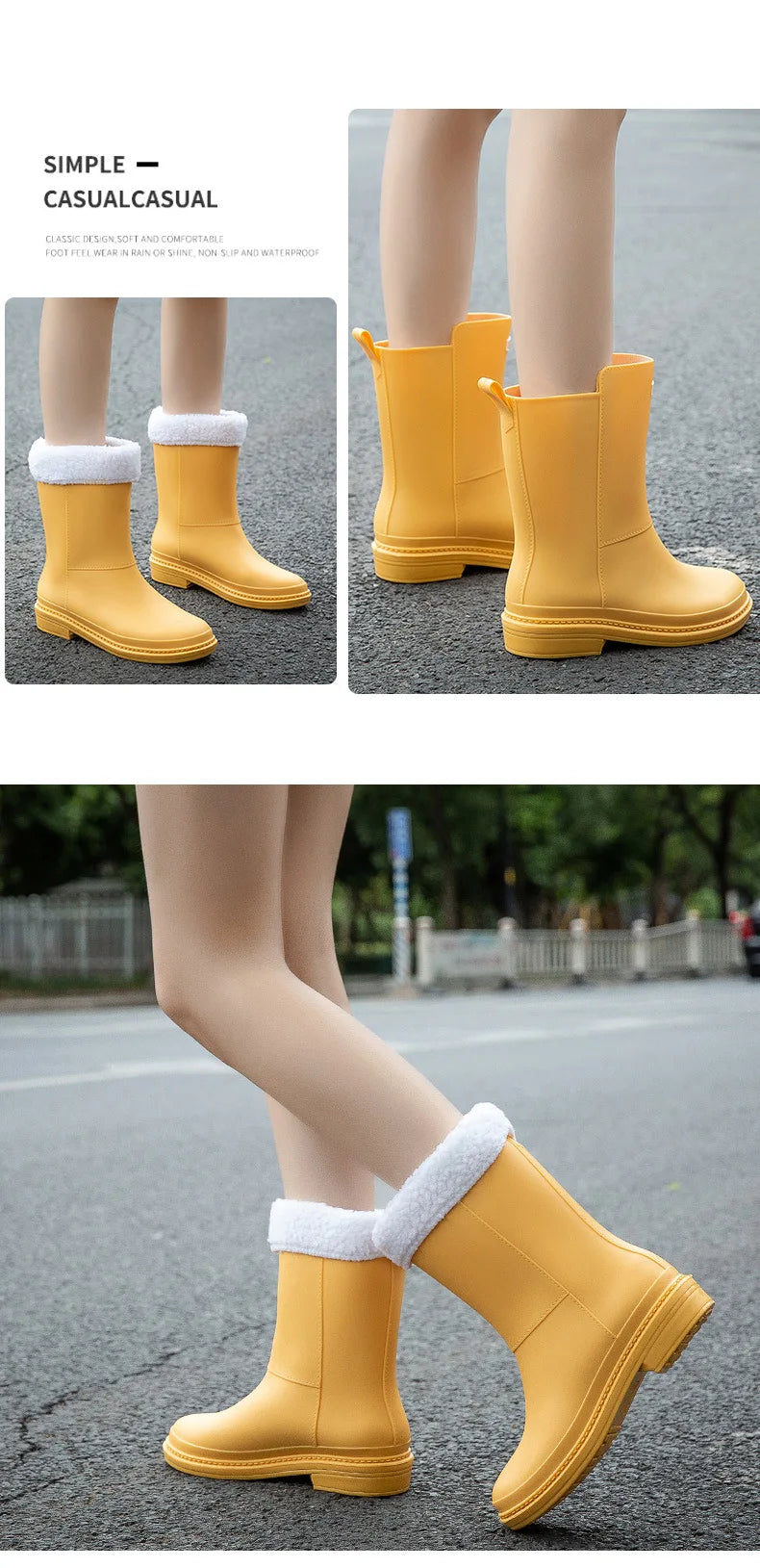 Rubber Women Rain Boots PVC Waterproof Women Shoes Non-Slip Women Water Shoes Outdoor Women Boots Zapatos Impermeable Mujer