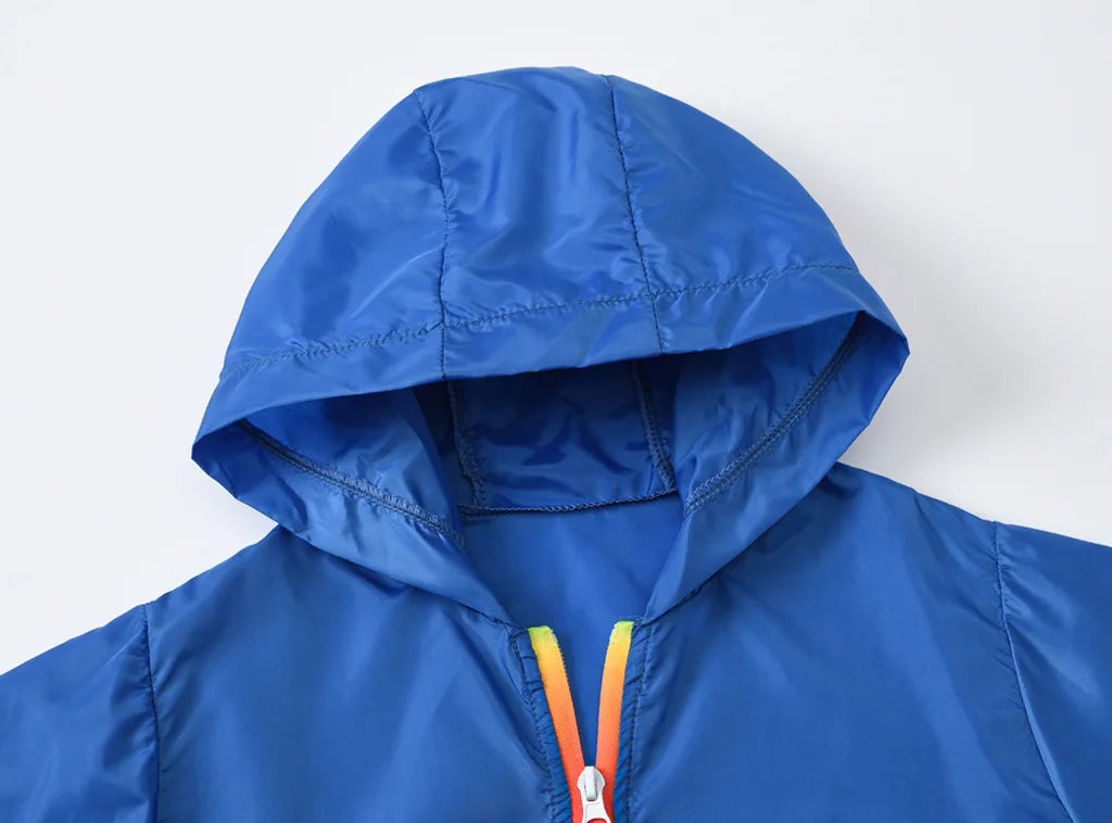 Children's Summer Thin Sun-protective Jacket Boys Girls Breathable Hooded Zipper Solid Lightweight Coat Jackets Clothing