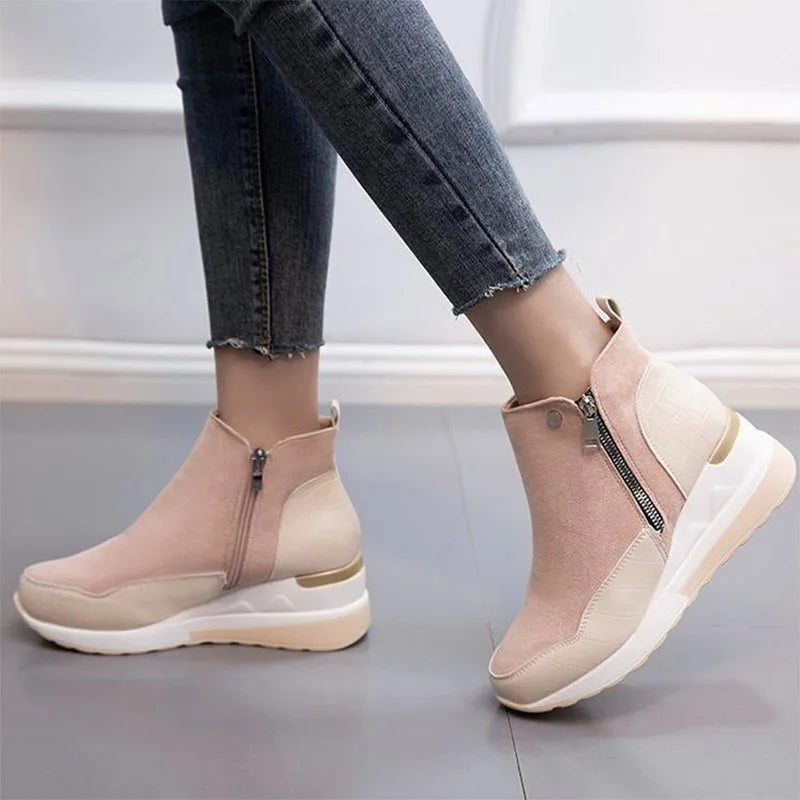 SyfIyno New Women's Fashion Winter Shoes Women's Warm Boots Girls' Platform Snow Shoes Women's Wedge High Heels Large Size 35-43