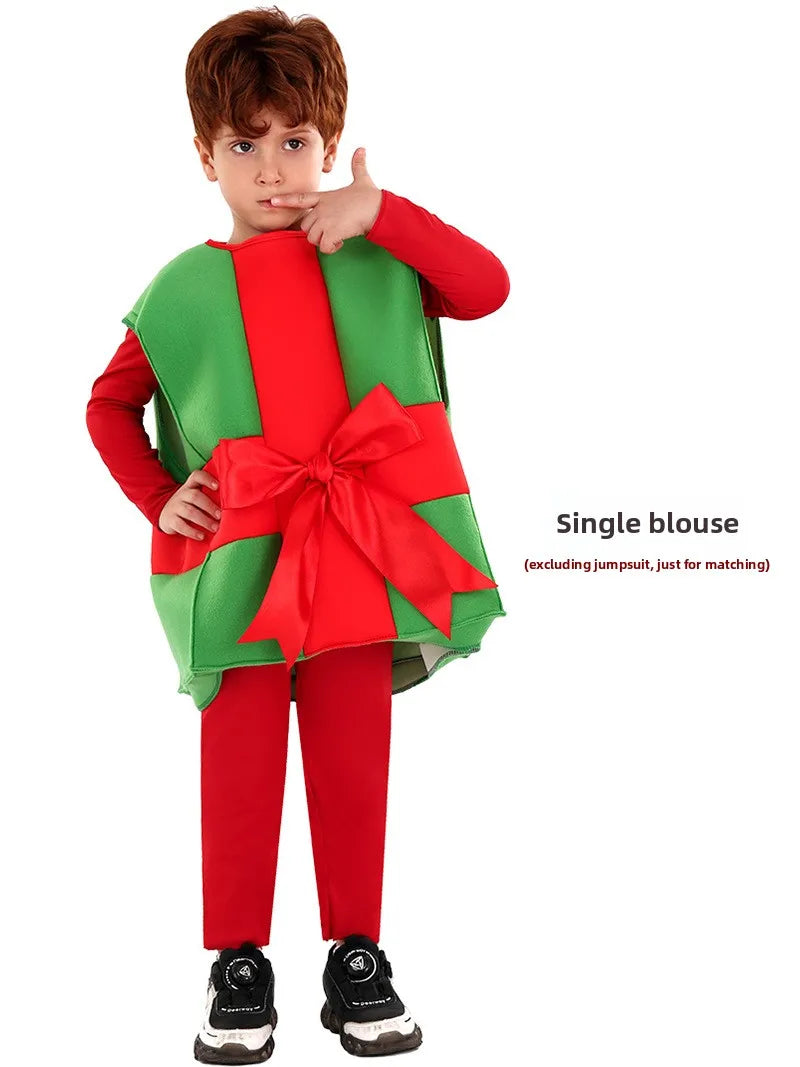 Children's Christmas Performance Costumes: Santa Claus & Gift Box Styles for Holiday Parties & Shows