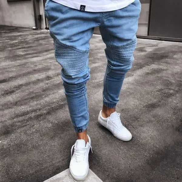 Denim Pencil Pants Men Vintage Washed Jeans High Waist Pockets Zipper Fly Basics Ankle Length Trousers 2025 Casual Long Denims