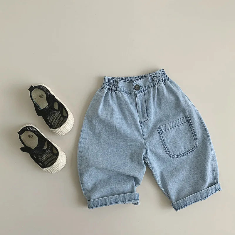 Pantalones vaqueros finos para niños de 1 a 5 años, primavera y verano, holgados e informales, a la moda, para niñas.