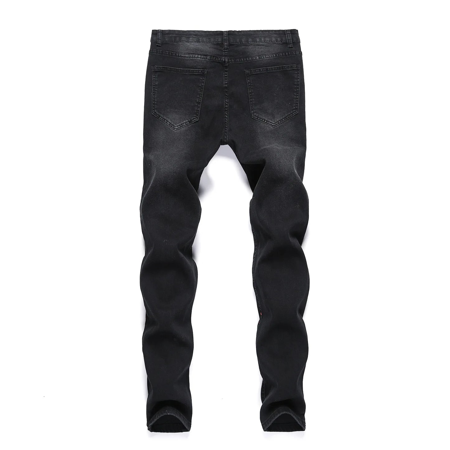 New Jeans Paint For Men Spring Summer Fashion Men Wash Worn Holes Patch Paint printing micro-bullet Small Feet Black Male Denim