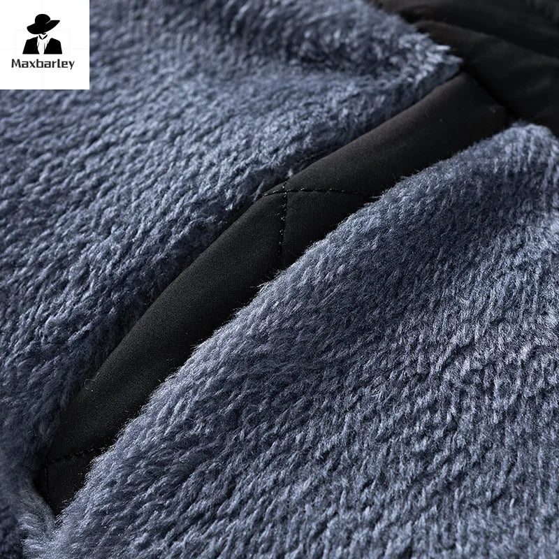 2024 Winter Cold-proof Jacket Men's Casual fleece-lined Thickened Zipper Quilted Padded Coat Men's Business Commuting Warm Parka