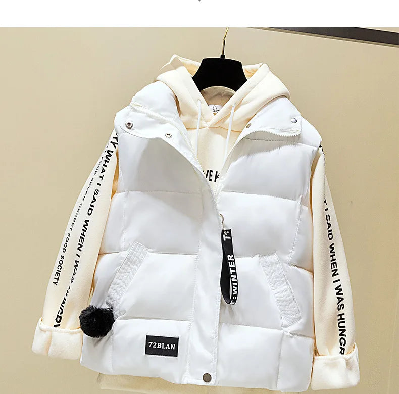 Woman Cotton Vest Winter Korean Style Buttons Zipper Solid Color High Neck Fashion woman's Vest Dropshipping Sale LDY002