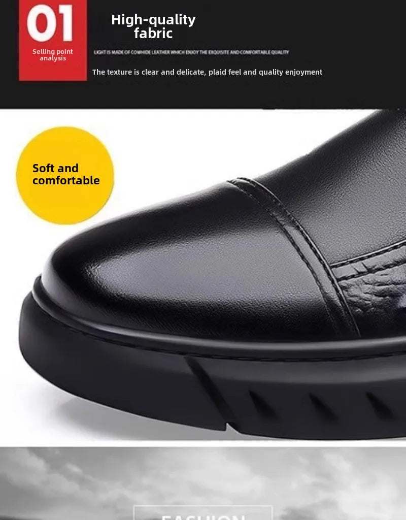 Botas de lujo para hombre, botas de plataforma altas de moda, botas clásicas de cuero para uso casual de negocios, botas de invierno de algodón cálido y afelpado para hombre