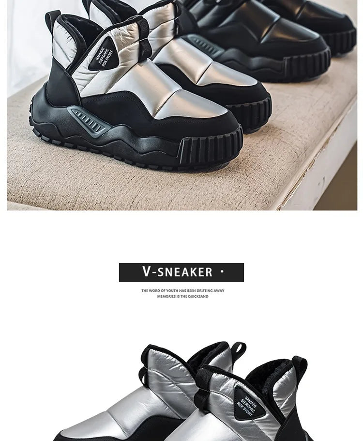 Winter men's thick-soled high-top cold-resistant snow boots, piled and thickened warm cotton shoes, non-slip men's boots