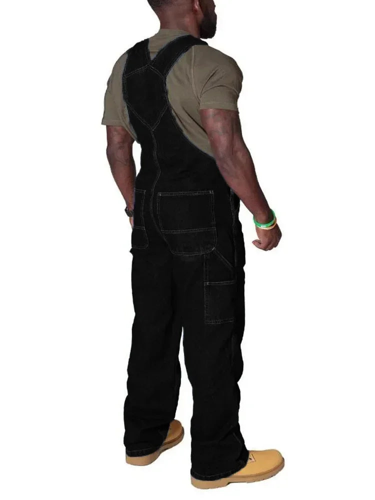 Men's Cargo Trousers Solid Jeans Overalls for Men Fashion Denim Jumpsuits Oversized Pants Men Clothing Full Length Tracksuit