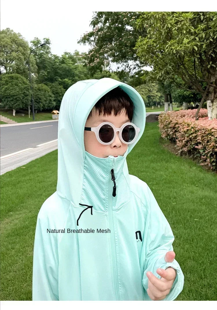 Children's Outdoor Ice Silk Sunscreen Jacket UV Resistant Children's Summer Cycling Sunscreen Jacket Children's Clothing