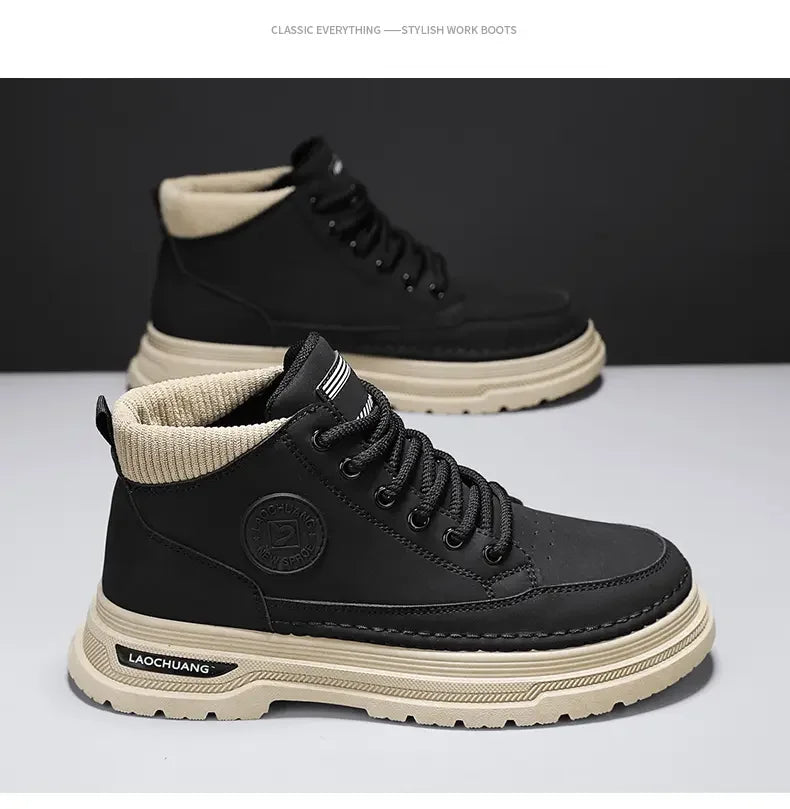 Botas vaqueras para hombre, versátiles, de caña alta, deportivas, informales, para entrenamiento, de moda para exteriores, resistentes al desgaste, para correr, botas de motociclista