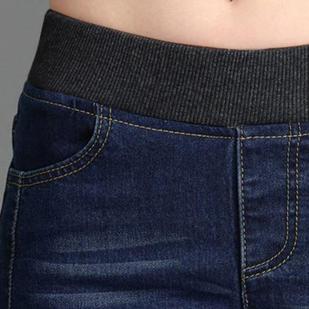 Fashion Pencil Pants Plus Size Women Pants Loose High Waist Casual Jeans Elastic Waist High Waist Vintage Streetwear 청바지