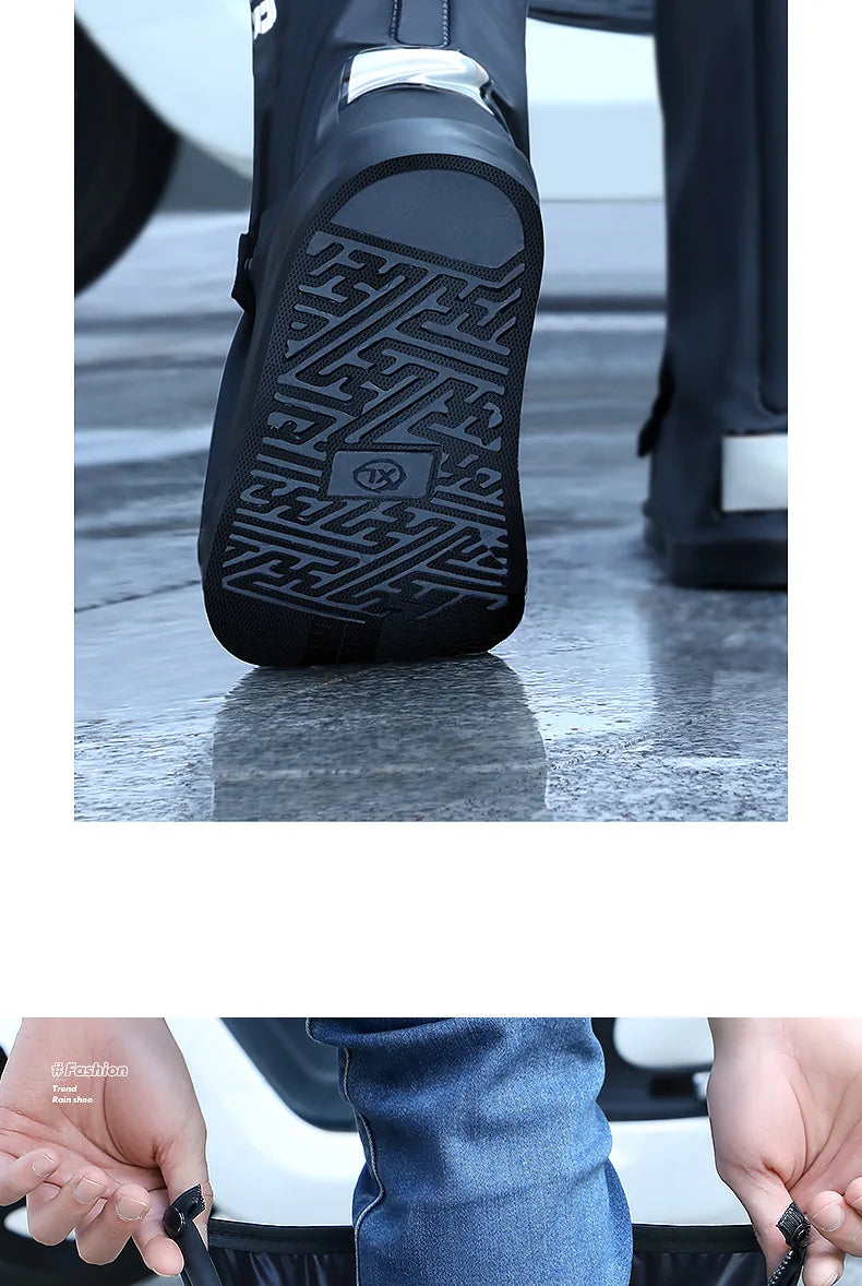 Adult Waterproof Shoe Covers Outdoor Travel Rainproof Shoe Covers Bandage Style Thickened Non-slip Rain Boots Covers