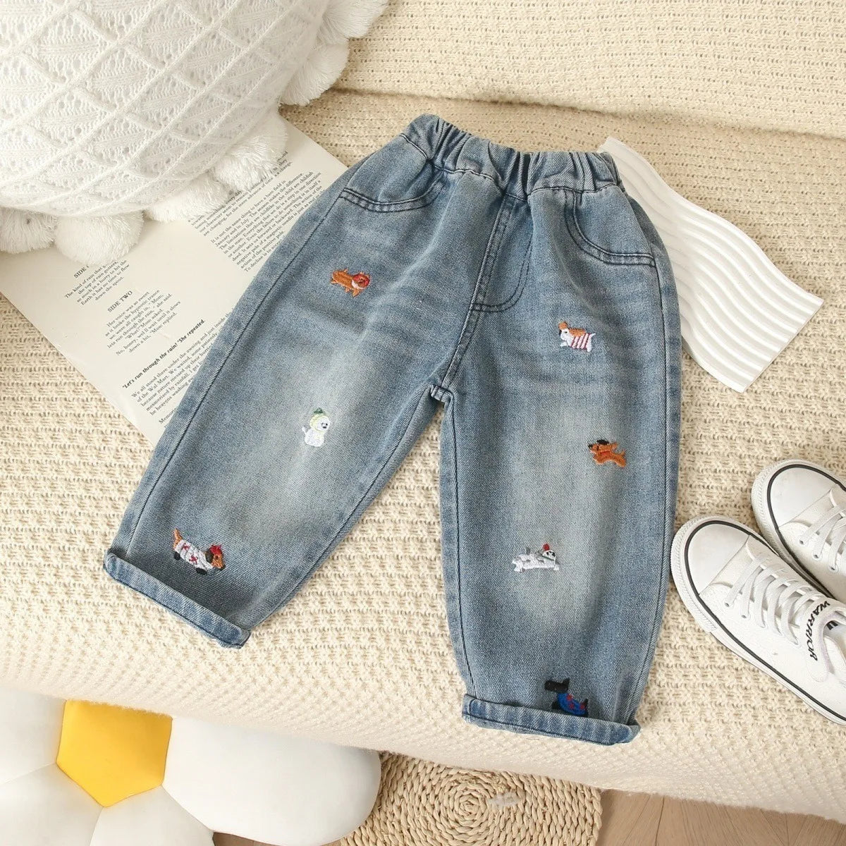 Pantalones de algodón orgánico para niños Ircomll, pantalones casuales para niños y niñas, pantalones con letras bordadas de moda para primavera y otoño, de 2 a 8 años