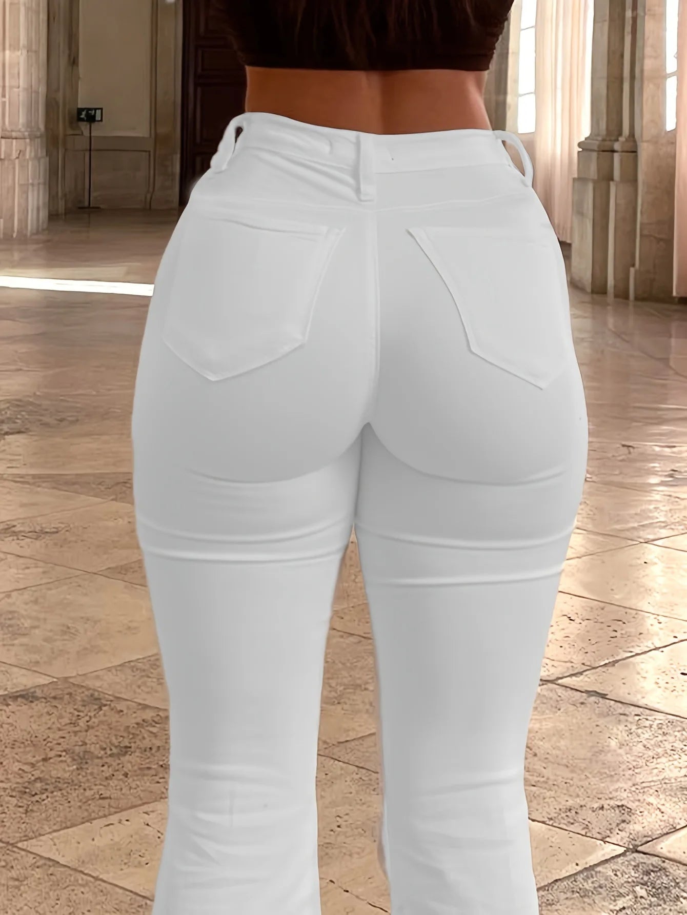 2025 Jeans Female Wish European and American Women's Elastic High Waist Solid Color Micro-pull Trousers