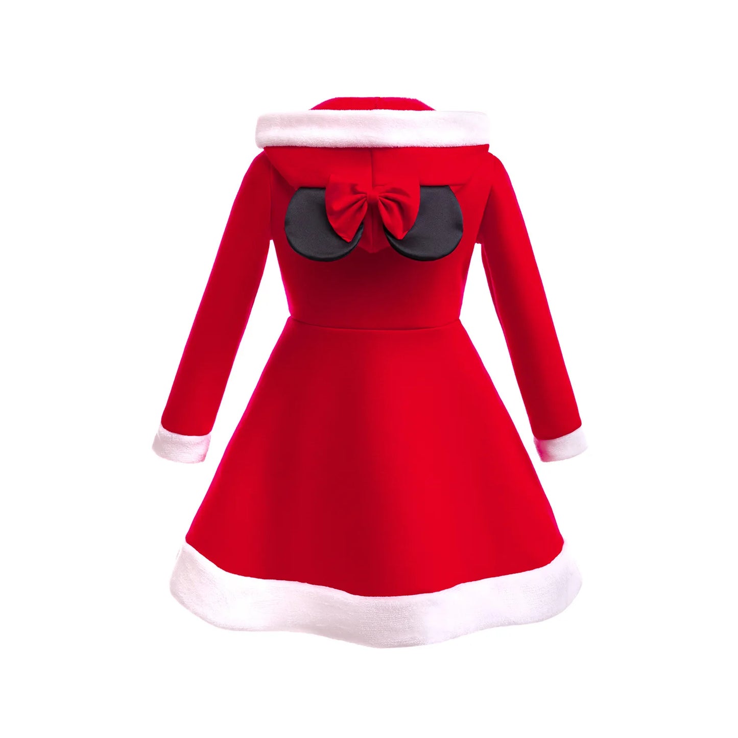 Vestido rojo navideño con capucha para niñas, ideal para el jardín de infancia, la escuela o cualquier ocasión. Disfraz cómodo para fiestas navideñas.
