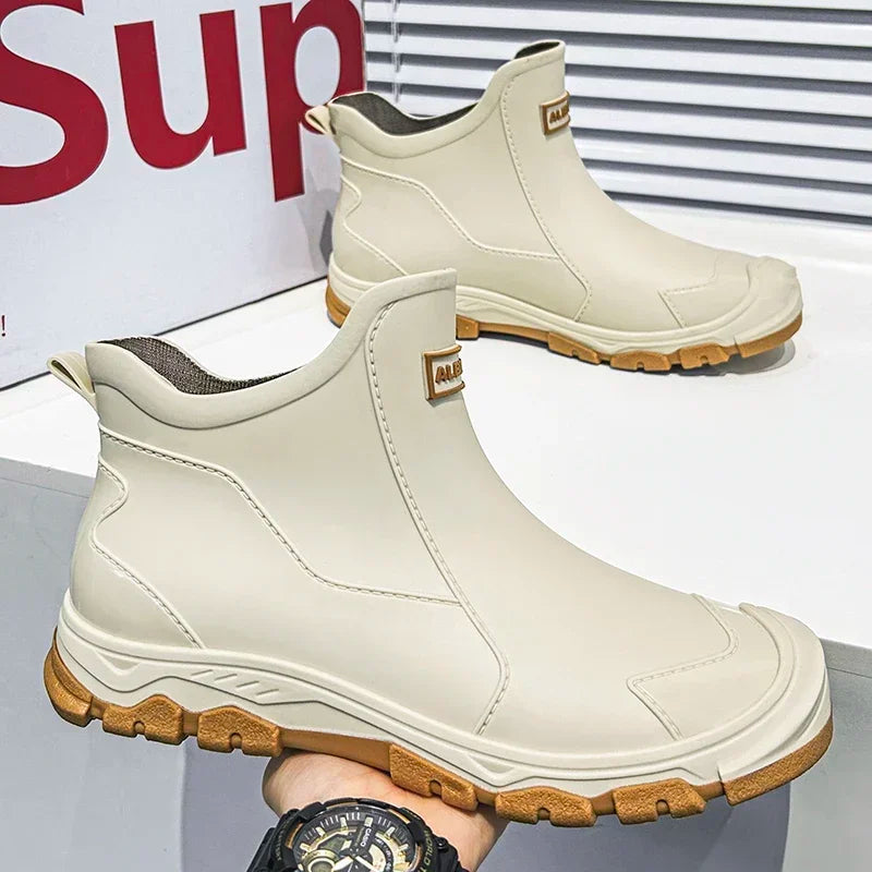 Waterproof Cross-Border Men's Rain Shoes Fashionable Short Socks Thickened Warm Rubber Work Anti-Slip Fishing Kitchen Rain Boots
