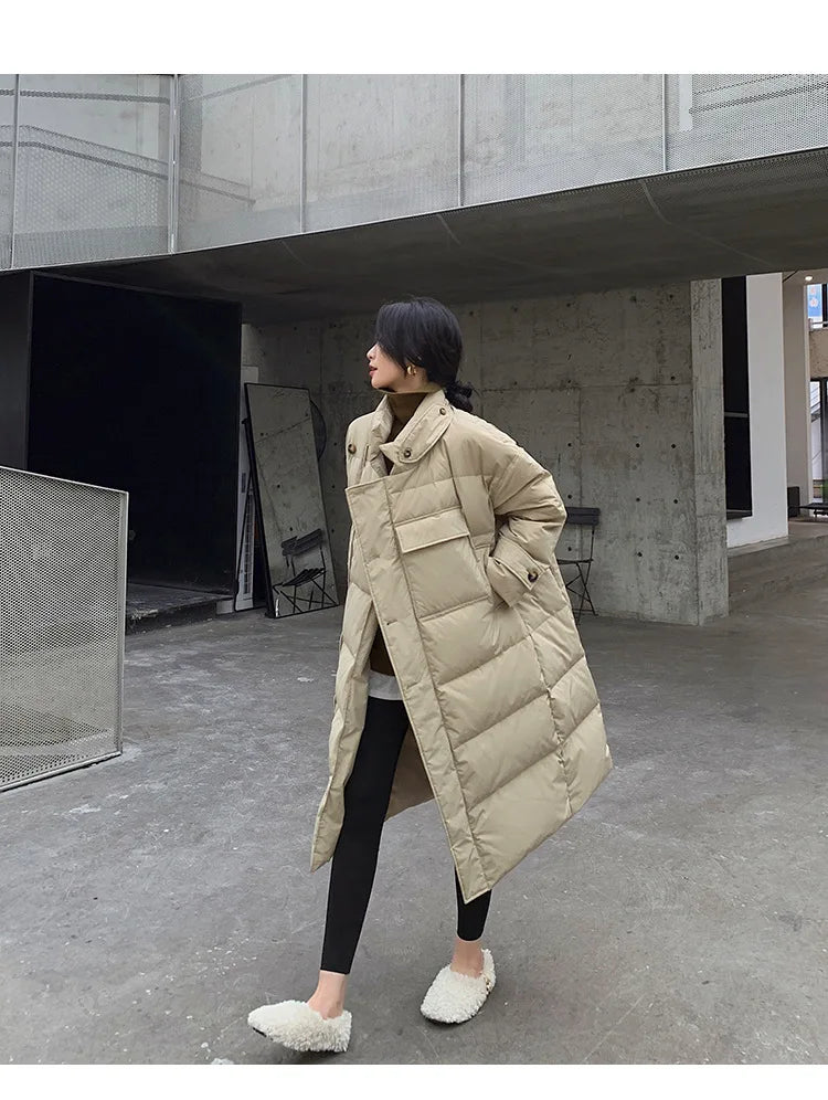 Thick Cotton-padded Jacket Winter Loose Stand Collar Women Coat Cotton Padded Jackets Warm Parka Women Casual Big Pocket Outwear