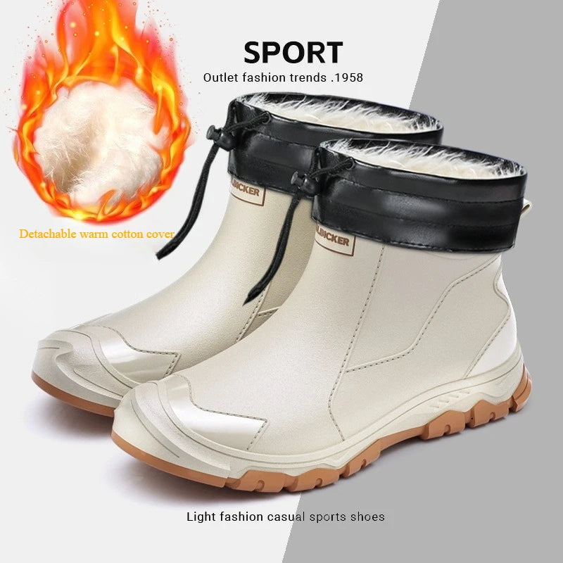 Botas de lluvia para hombre, ideales para primavera y otoño. Botas de goma resistentes e impermeables. Botas de lluvia de invierno con forro polar para hombre. Tallas grandes. Calzado de protección laboral.