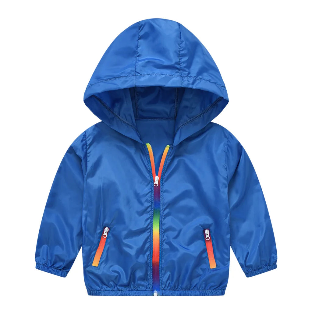 Children's Summer Thin Sun-protective Jacket Boys Girls Breathable Hooded Zipper Solid Lightweight Coat Jackets Clothing
