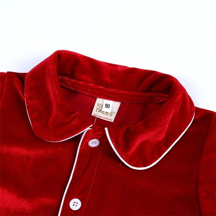 Christmas Baby Boy Girl Red Pajamas Sets For New Year Velvet Kids Family Match Pyjamas Bathrobe Outfits Children Pjs Homewear