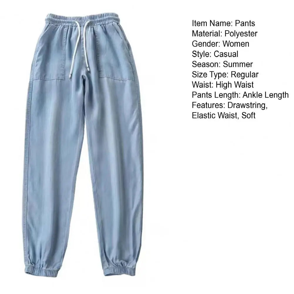 Pantalones Harem para mujer, cintura alta, cordón ajustable en el tobillo, pantalones de mujer con entrepierna profunda, cintura elástica, pantalones casuales para mujer