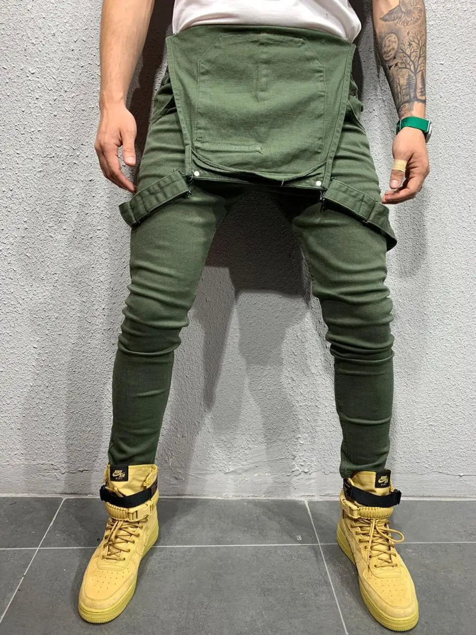 Women Jeans Rompers Washing Ankle Length Overalls Pencil Pants One Piece High Street Pockets Spliced Solid Slight Strech