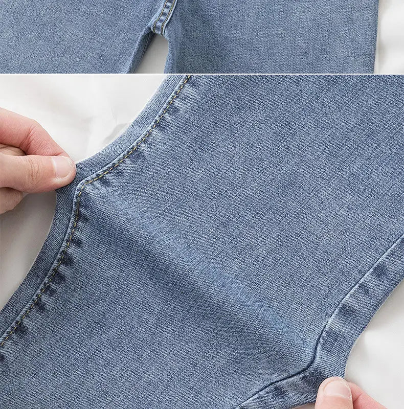 Pantalones vaqueros negros y grises para mujer, pantalones cortos adelgazantes, elegantes y versátiles, pantalones cortos para estudiantes, pantalones largos, corte entallado, silueta suavizante