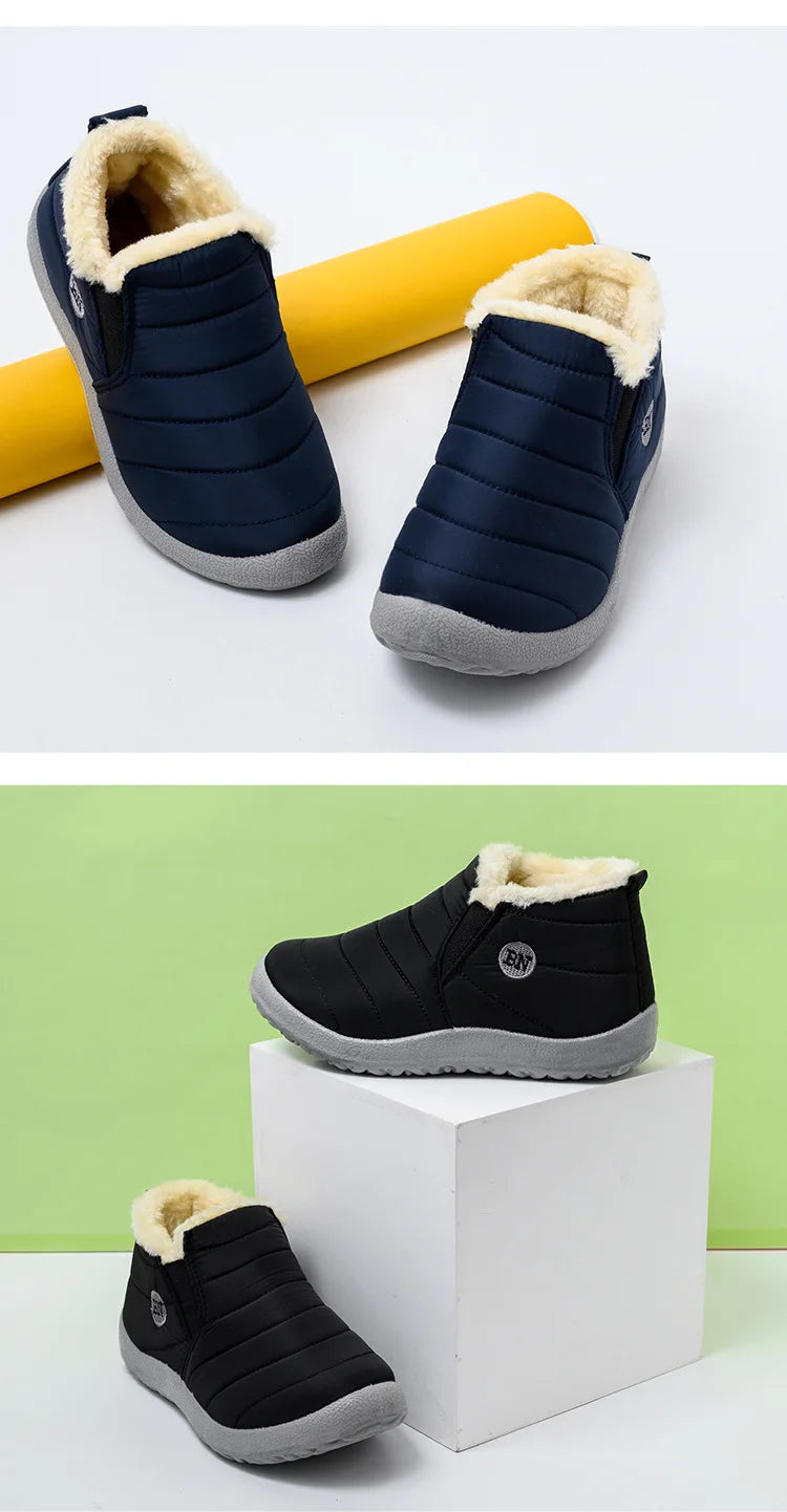 Botas de invierno para hombre, impermeables, de algodón, ligeras, sin cordones, planas, hasta el tobillo, tallas grandes 47, unisex, para la nieve.