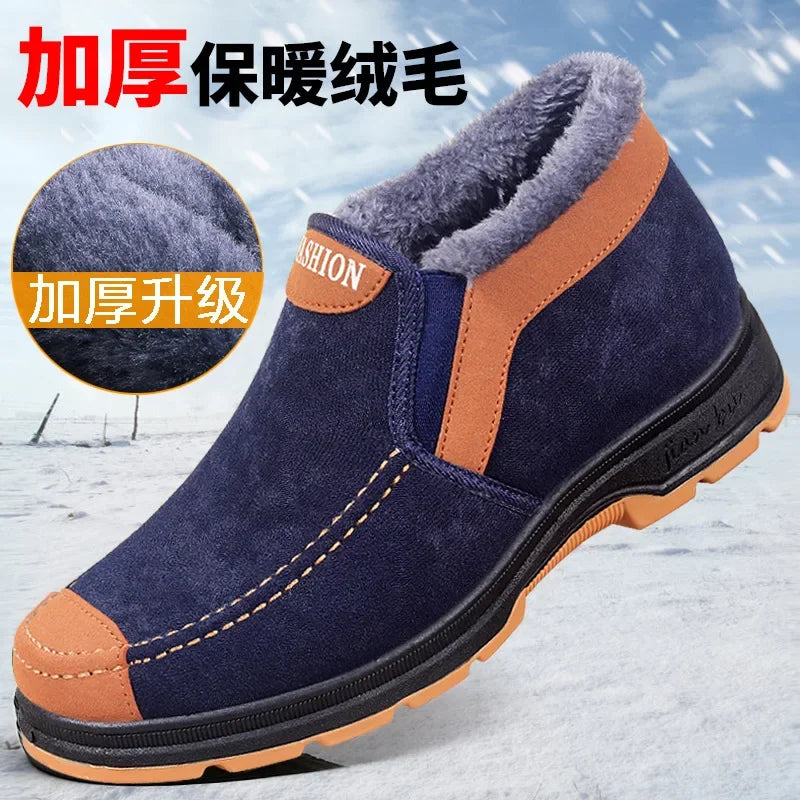 Zapatos de algodón para hombre, zapatos de invierno a la moda, botas de nieve para hombre, zapatos acolchados, gruesos, cómodos y cálidos para caminar, botas men2024