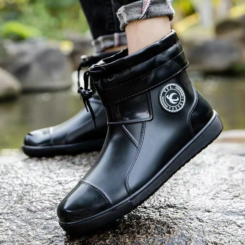 Bottes de pluie pour hommes, imperméables, antidérapantes, semelles en caoutchouc, chaussures de pluie d'extérieur pour la pêche et l'escalade