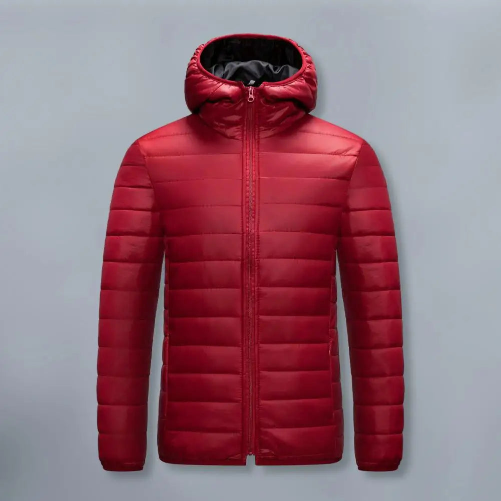 Winter Men Coat Hooded Cotton Padded Warm Windproof Parka Cotton-padded Zipper Closure Lightweight Male Down Coat Sports Clothes