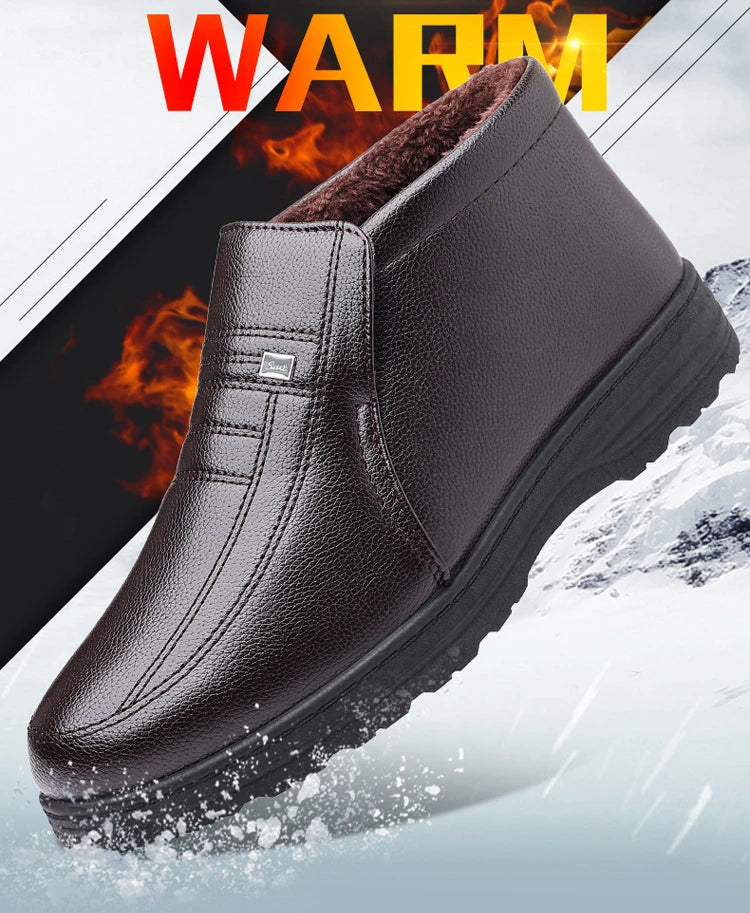Chaussures en coton pour hommes, montantes, imperméables, décontractées, en cuir, bottes d'hiver chaudes et confortables, bottines tendance pour hommes, nouveautés