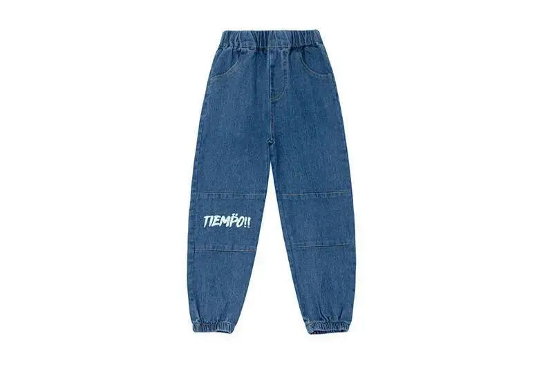Pantalones vaqueros de primavera y otoño para niños de 4 a 6 años, de algodón con estampado y empalme elástico, pantalones vaqueros coreanos para adolescentes, ropa para niños nueva