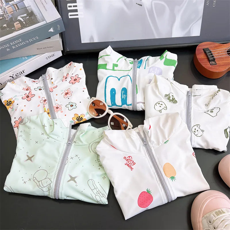 0-5TKorean breathable children's clothing hooded casual jacket children's sun protection clothes girls boys outdoor sportswear