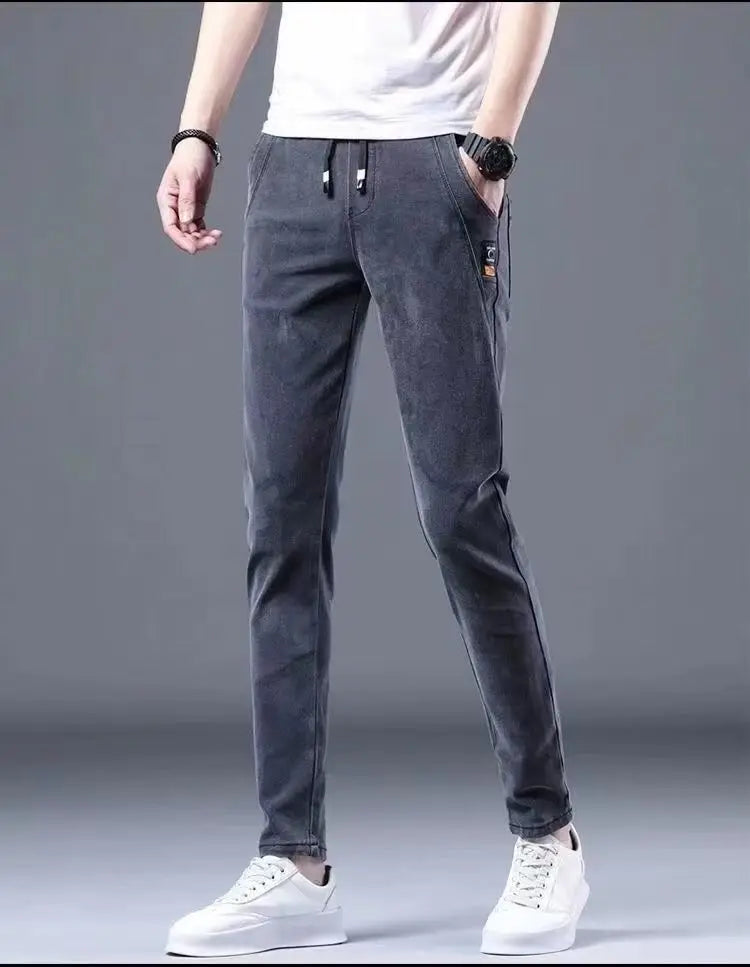 2024 New Korean Fashion Summer Thin Loose Jeans Mens Drawstring Pants Golf Joggings Jeans Man Japanese Streetwear Harem Trousers