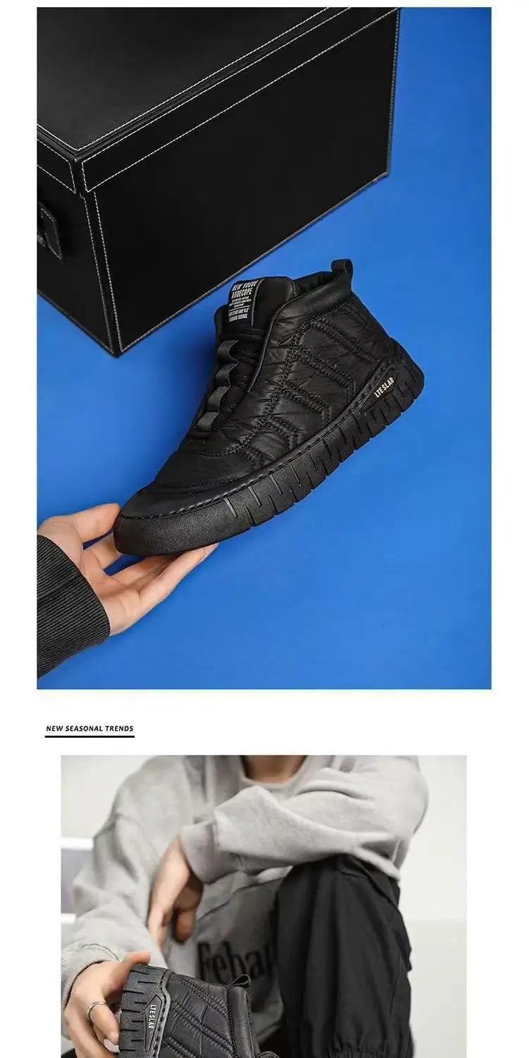 Winter Cotton Shoes Men's New Cotton Boots Outdoor Cold Resistant Men's Shoes Anti Slip Snow Boots Thick Warm Casual Shoes