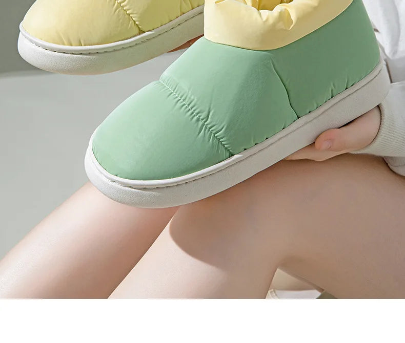 Women's High-End down Fabric Short Boots, Winter Thick-Soled Outdoor Wear, Student Fashion, Couple Indoor Warm, Waterproof, Non-Slip, Thickened