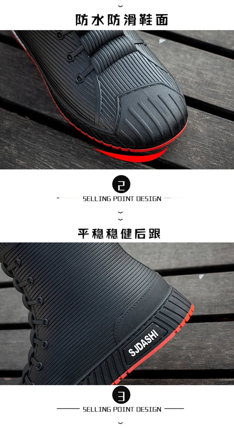 Nuevas botas impermeables de caña corta para hombre y mujer, forradas con forro polar, cálidas, antideslizantes, resistentes al desgaste, ideales para la lluvia y el exterior.