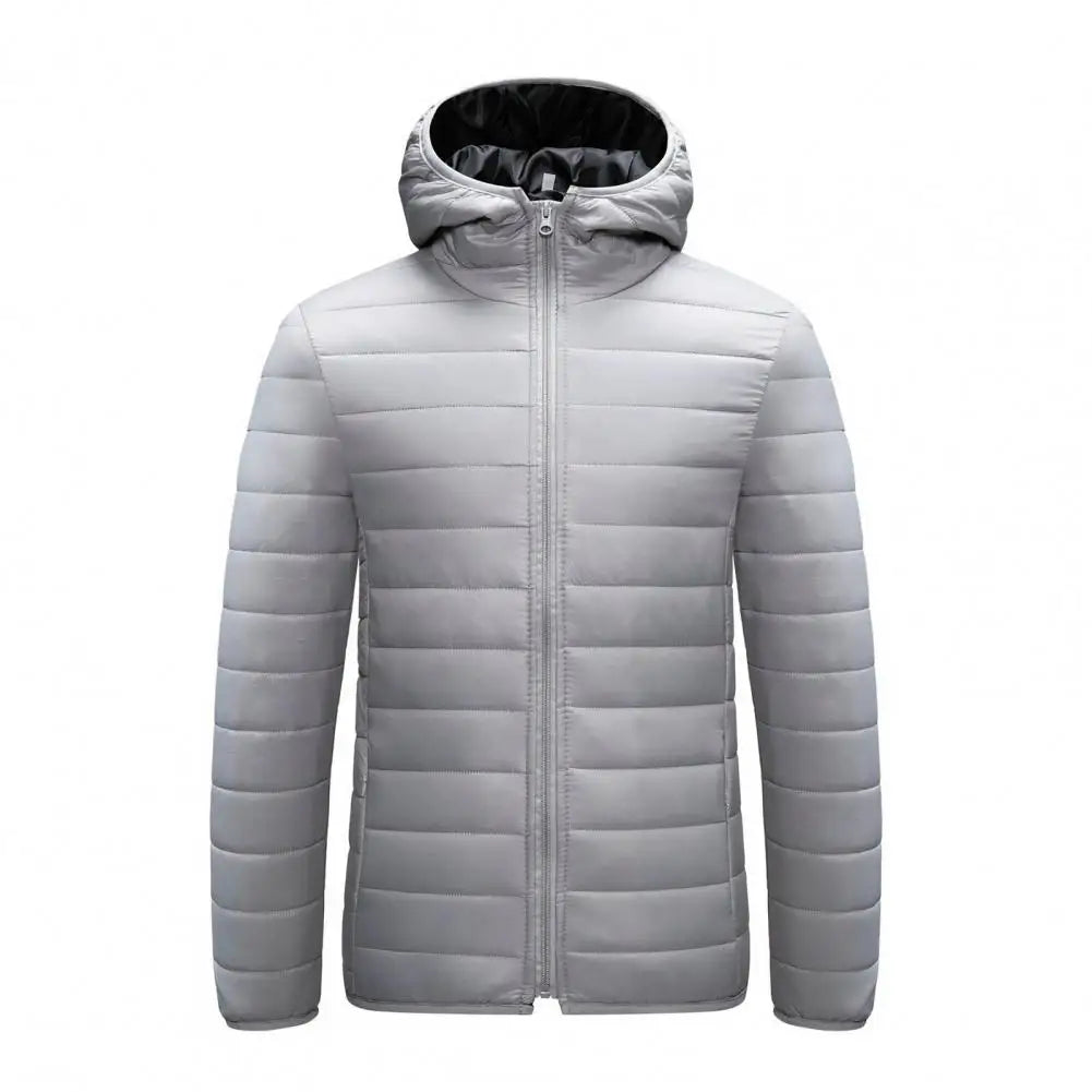Winter Men Coat Hooded Cotton Padded Warm Windproof Parka Cotton-padded Zipper Closure Lightweight Male Down Coat Sports Clothes