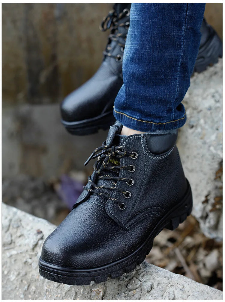 Botas de seguridad para hombre, indestructibles, con puntera de acero, impermeables, resistentes al desgaste y a los impactos.