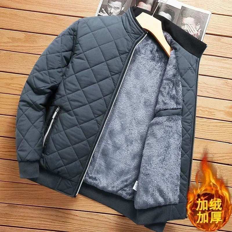 2025 Men's Thick Warm Bomber Jacket Coats Autumn Winter Fleece Lined Casual Jacket for Men Slim Fit Winter Clothing Parkas 5XL