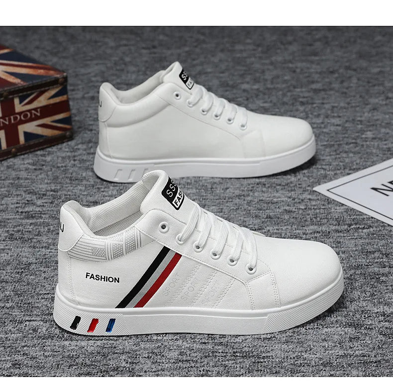 Botas altas para hombre, primavera y otoño, botines blancos transpirables, informales, con plataforma, nuevas