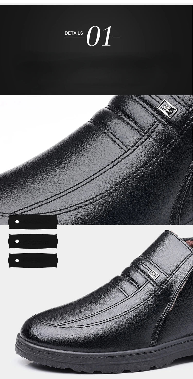 Chaussures en coton pour hommes, montantes, imperméables, décontractées, en cuir, bottes d'hiver chaudes et confortables, bottines tendance pour hommes, nouveautés