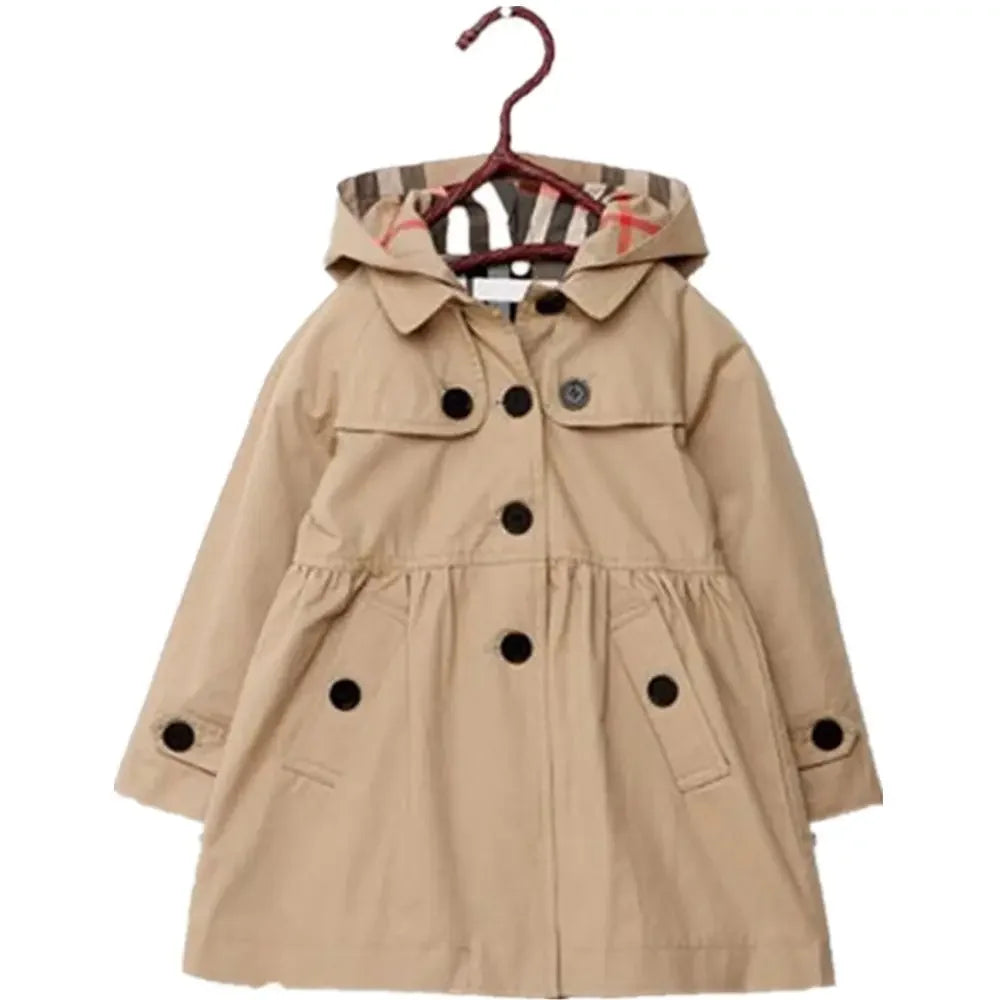 Children Girls Sweatshirt New Spring Autumn Birthday Present Long Style Hooded Coat for Girl Kids Jacket Red Windbreaker Coat